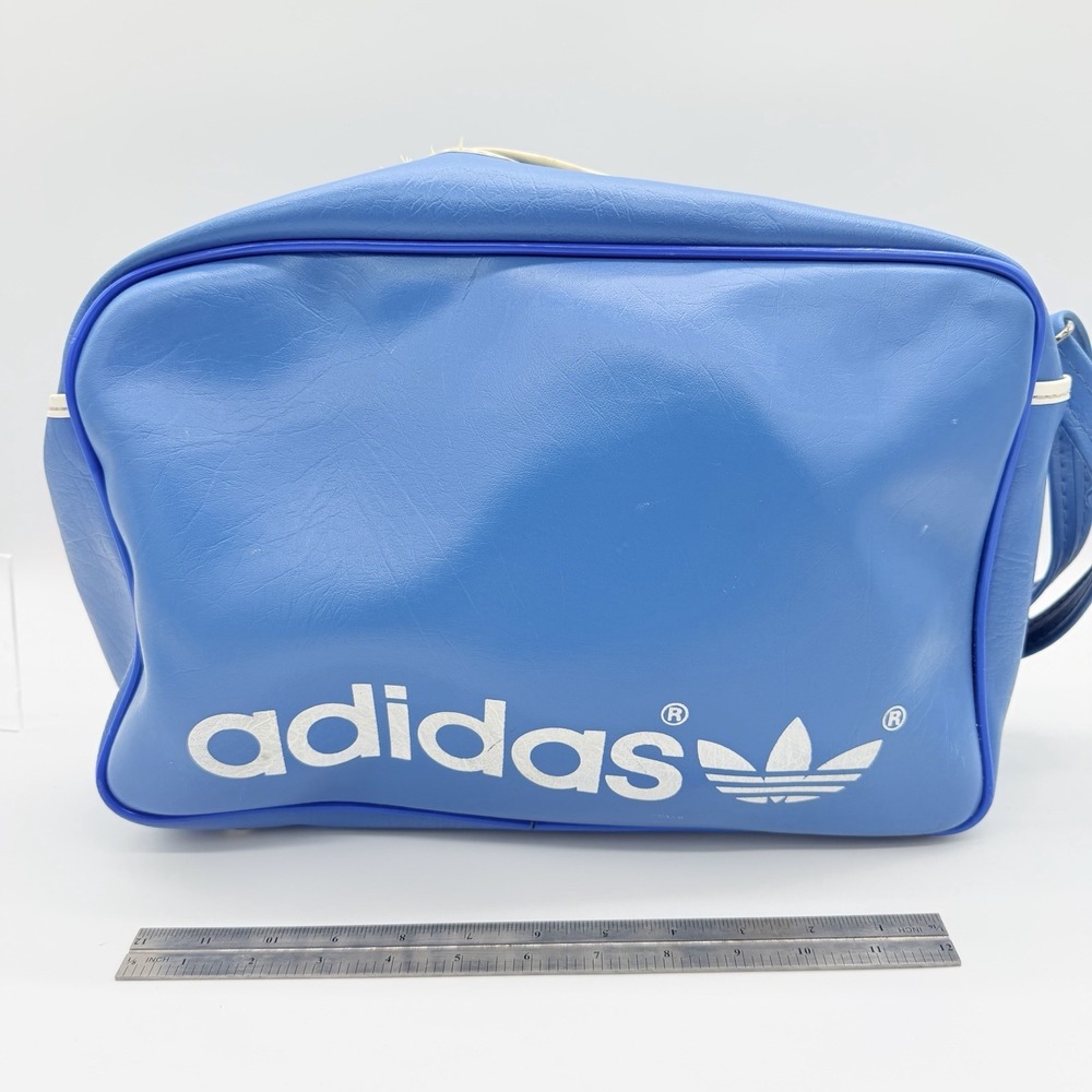 Vintage 70s Adidas Originals Blue Gym Bag Crossbody Messenger Yugoslavia